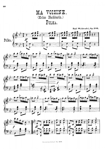 Waldteufel - Ma voisine - For Piano solo - Score