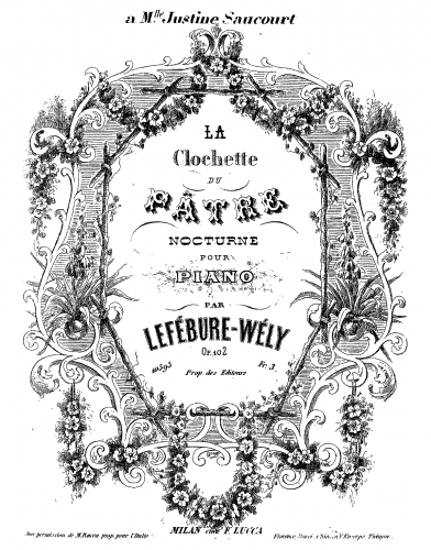 Lefébure-Wély - la clochette du pâtre - Piano Score - Score