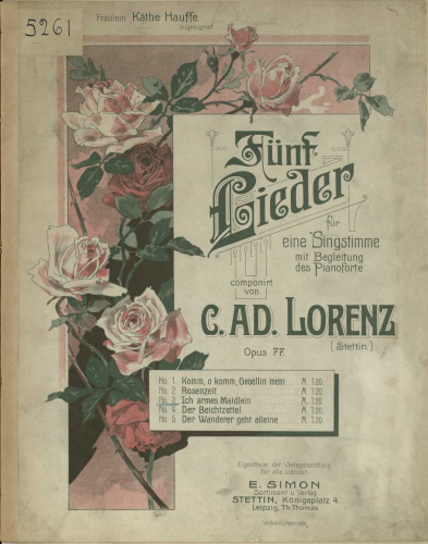 Lorenz - 5 Lieder - Ich armes Maidlein (No. 3)