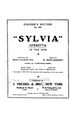 Rhys-Herbert - Sylvia - Vocal Score - Score