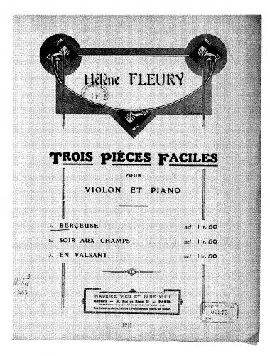 Fleury - Trois pièces faciles - Scores and Parts - 1. Berceuse