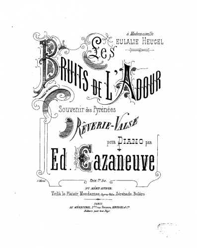 Cazaneuve - Les bruits de l'Adour - Score