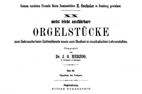 Herzog - 20 meist leicht ausführbare Orgelstücke - Score