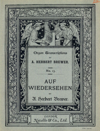 Brewer - Auf Wiedersehen - For Organ (Composer) - Score