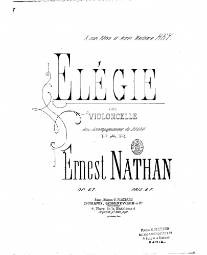 Nathan - Ãlégie - Scores and Parts