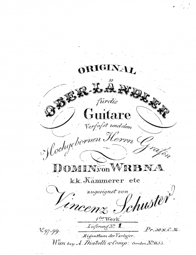 Schuster - Original Ober Ländler for Guitar, Op. 1 - Score