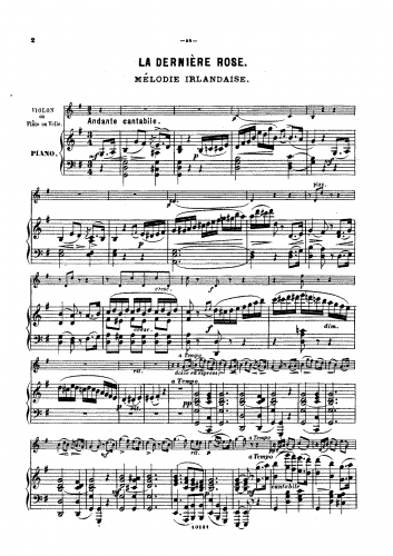 Anonymous - La Dernière Rose - For Cello and Piano (Vogel and Guérout)