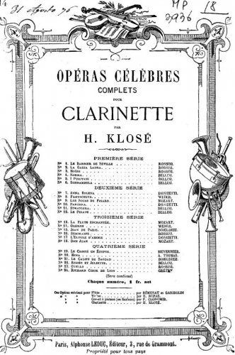 Klosé - Opéras célebres pour clarinette