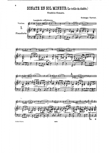 Tartini - Violin Sonata in G minor, B.g5 - For Violin and Piano (Sauret)