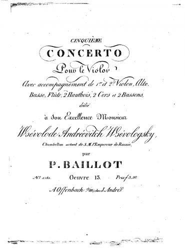 Baillot - Violin Concerto No. 5, Op. 13
