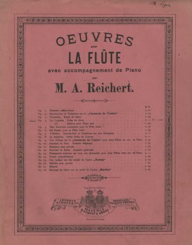 Reichert - La Coquette, Op. 4 - Scores and Parts