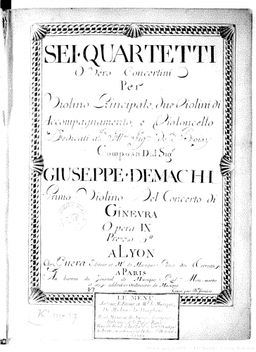 Demachi - 6 String Quartets, Op. 9