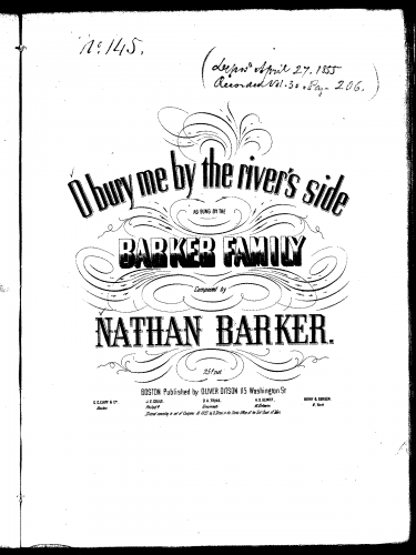 Barker - O Bury Me Down by the River's Side - Score