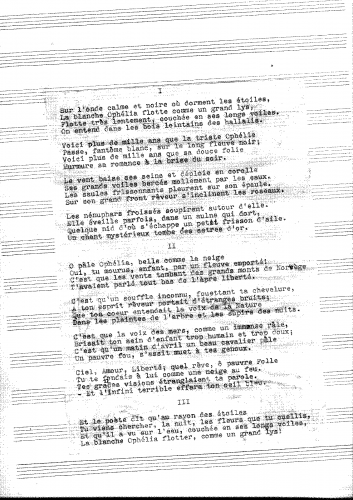 Hermann - Ophèlie - Score