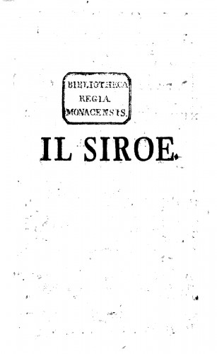 Traetta - Il Siroe - Libretti - Complete Libretto