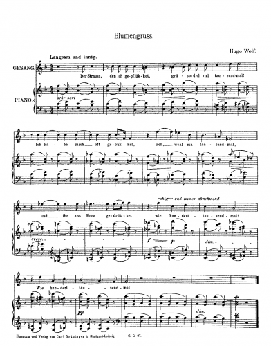 Wolf - Goethe Lieder - Score
