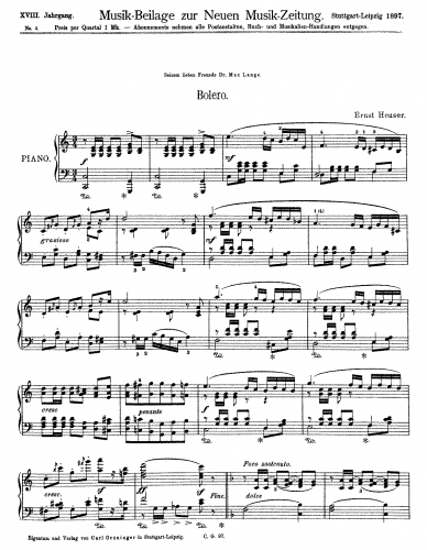 Heuser - Bolero - Score