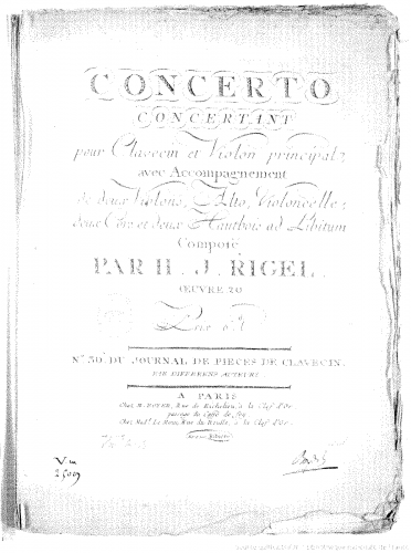 Rigel - Concerto for Violin and Harpsichord, Op. 20