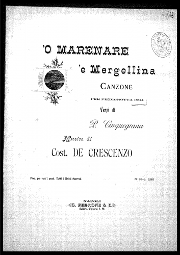 De Crescenzo - 'O marenare 'e Mergellina - Score