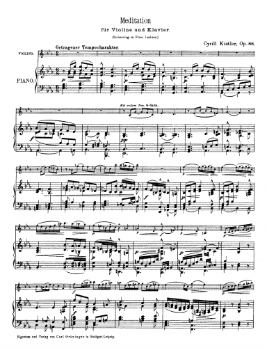 Kistler - Meditation - Piano Score