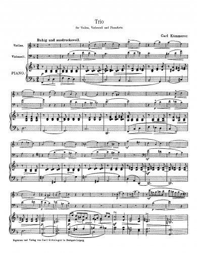 Kämmerer - Piano Trio in F major - Piano Score