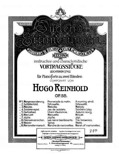 Reinhold - Jugend-Erinnerungen - Score