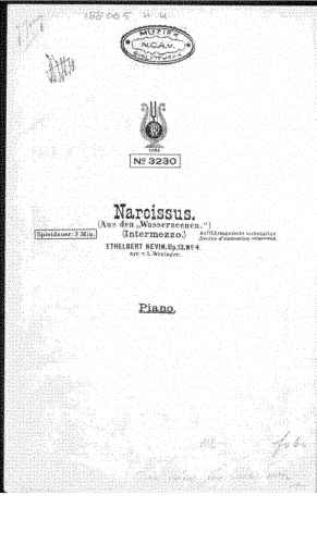 Nevin - Water Scenes - Narcissus (No. 4) For Theatre Orchestra (Weninger)