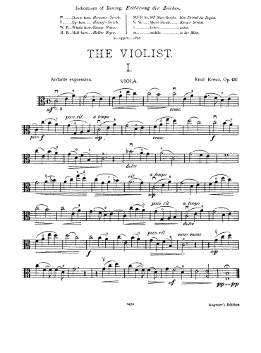Kreuz - The Violist - Scores and Parts Book 3 - Part 1 (pieces 1 to 10) Incomplete viola part (No. 10 missing)