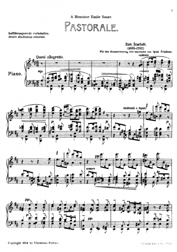 Friedman - Piano Transcriptions (Scarlatti) - Piano Score - Gigue
