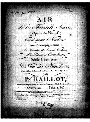 Baillot - Air de Weigl varié, Op. 28