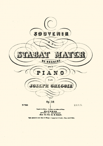 Gregoir - Souvenir du 'Stabat Mater' de Rossini, Op. 32 - Score