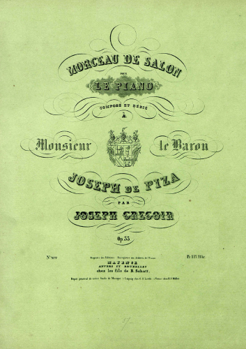 Gregoir - Morceau de Salon, Op. 33 - Score