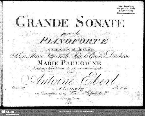 Eberl - Piano Sonata in G minor, Op. 39 - Score