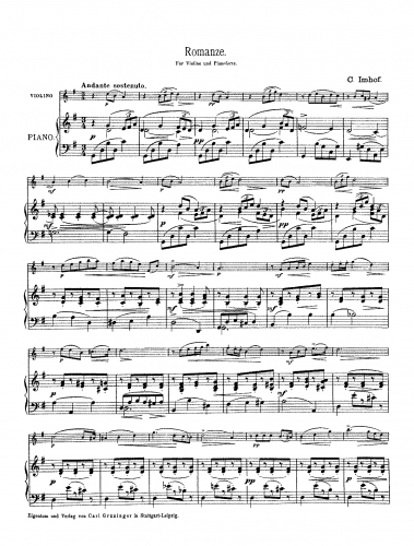 Imhof - Romanze - Piano Score
