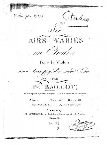 Baillot - 6 Airs variés, Op. 12 - Nos.4-6
