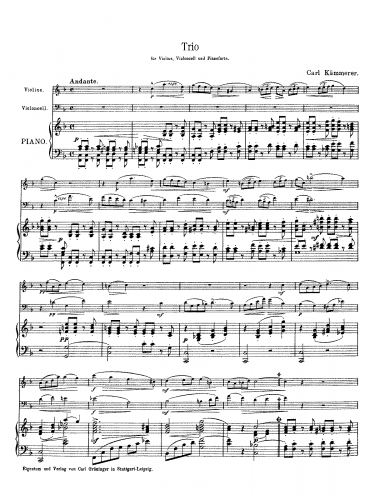 Kämmerer - Piano Trio in F major (1898) - Piano Score
