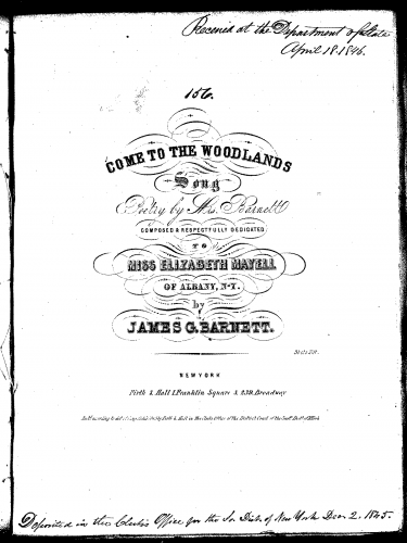 Barnett - Come to the Woodlands - Score