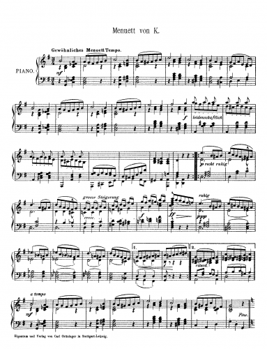 Anonymous - Menuett von K. - Score