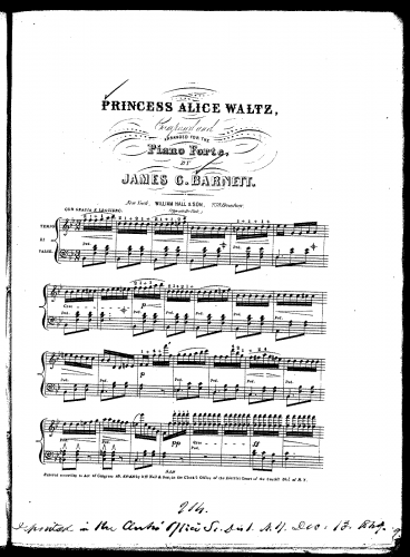 Barnett - Princess Alice Waltz - Score