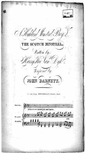 Barnett - A Highland Minstrel Boy - Score