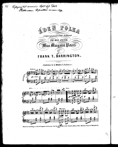 Barrington - Eden Polka - Score