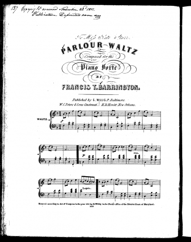 Barrington - Parlour Waltz - Score