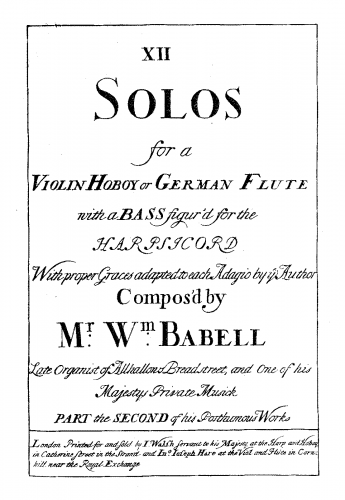 Babell - 12 Solos, Book 2 - Score