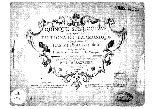Boismortier - Quinque sur l'octave - Score