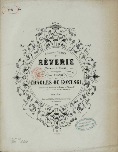 Kontski - Rêverie - Scores and Part