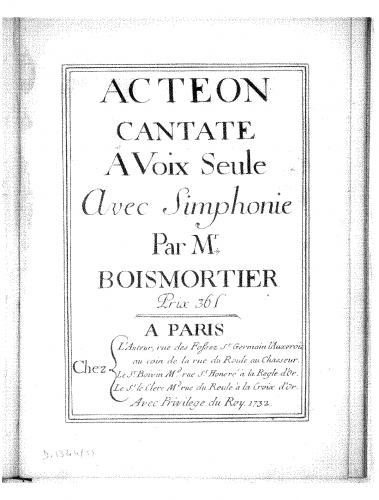 Boismortier - Acteon - Score