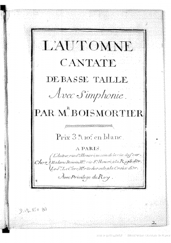 Boismortier - L?Automne - Score