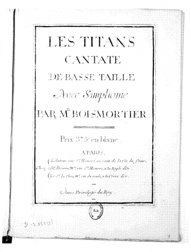Boismortier - Les Titans - Score
