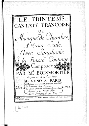 Boismortier - Le Printems - Score