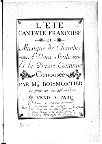 Boismortier - L?Eté - Score